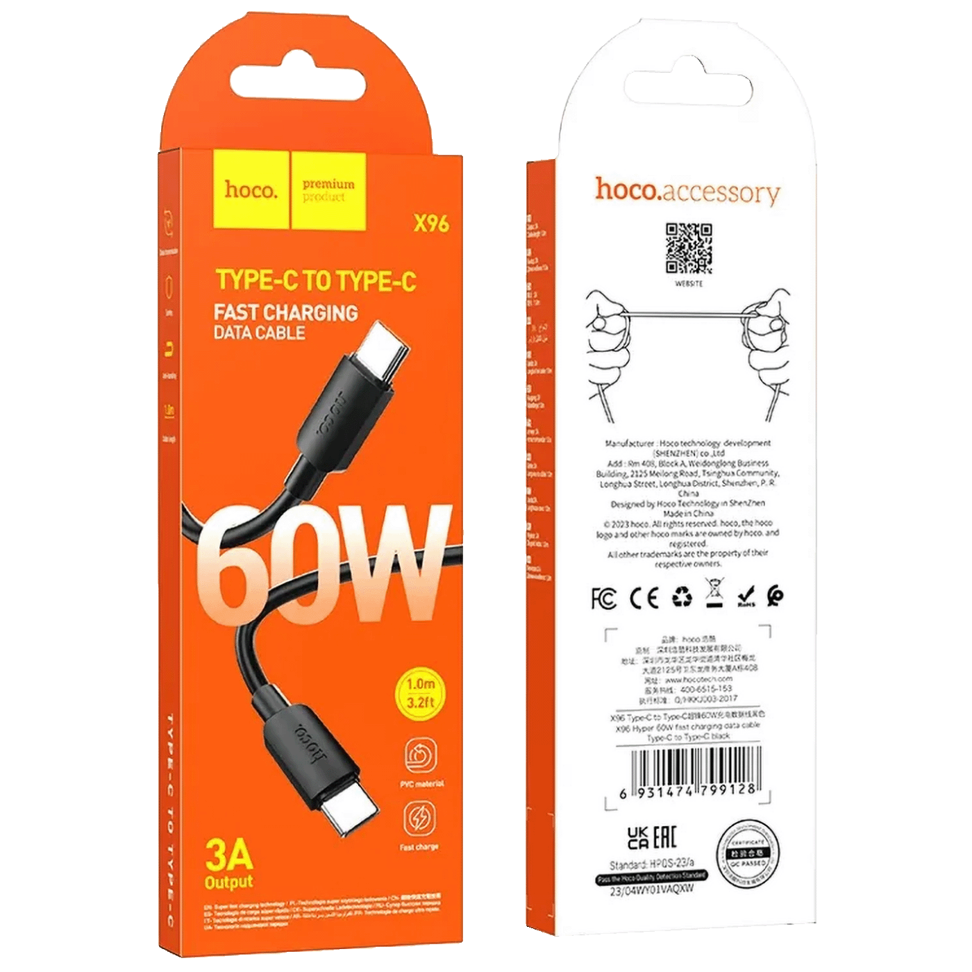 hoco. USB kabl za smartphone, type C, 60W crna - X96 Hyper, 60W crna-5