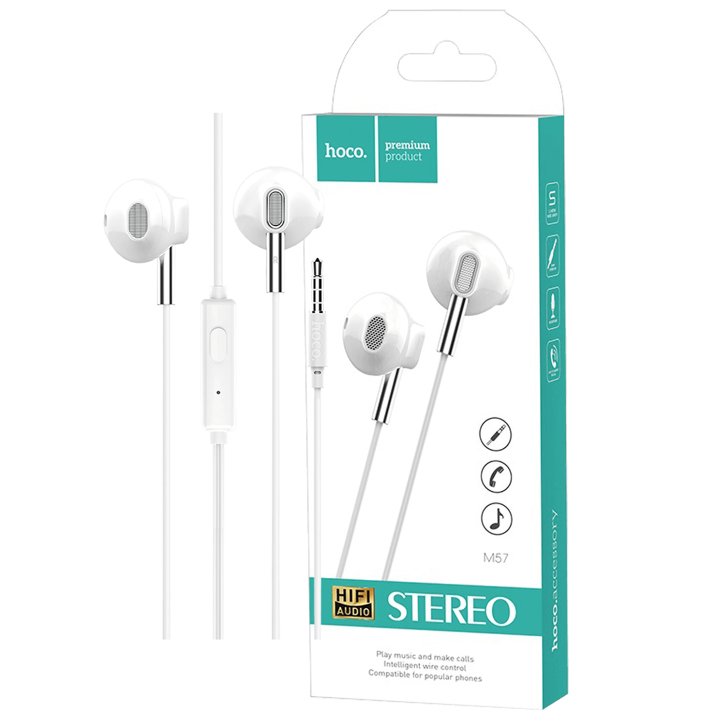Slušalice sa mikrofonom HOCO 3.5 mm,dužina kabela 1.2 met,bijela - M57 Sky sound bijela-1