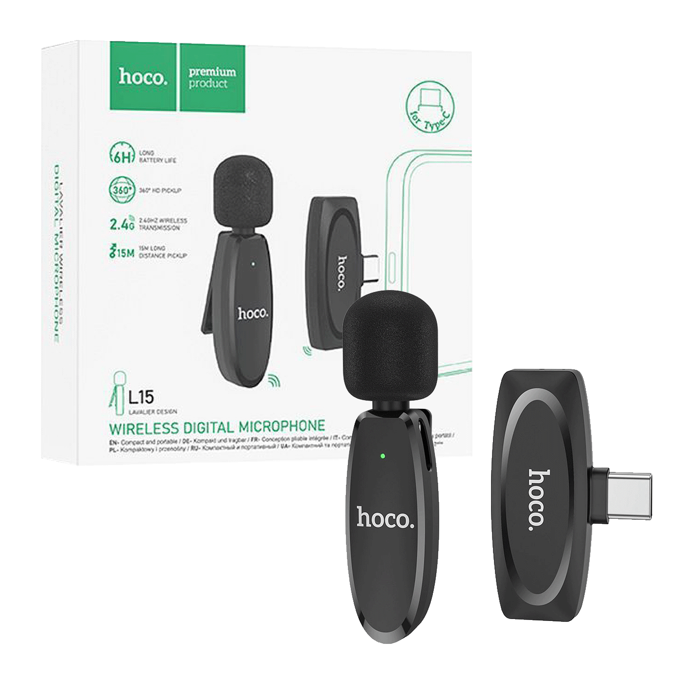 Bežični mikrofon HOCO sa USB type C konetktorom, L15 Crystal Lavalier-0