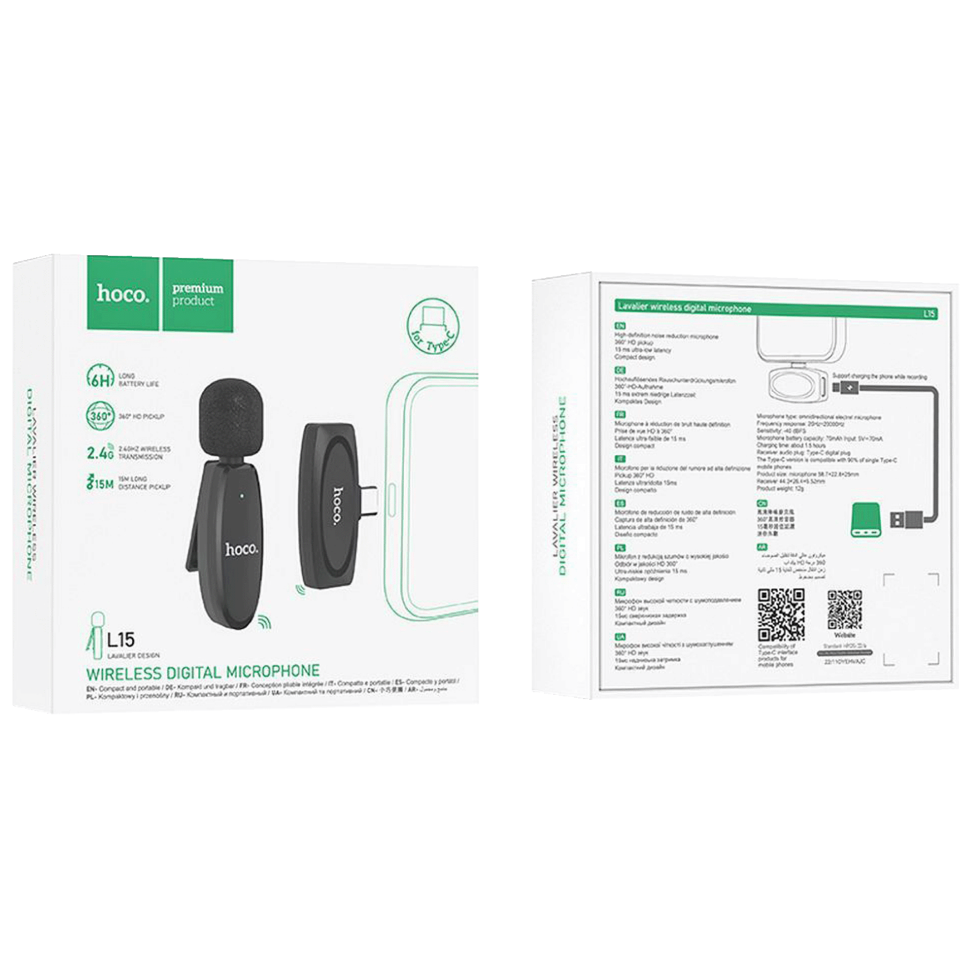 Bežični mikrofon HOCO sa USB type C konetktorom, L15 Crystal Lavalier-5