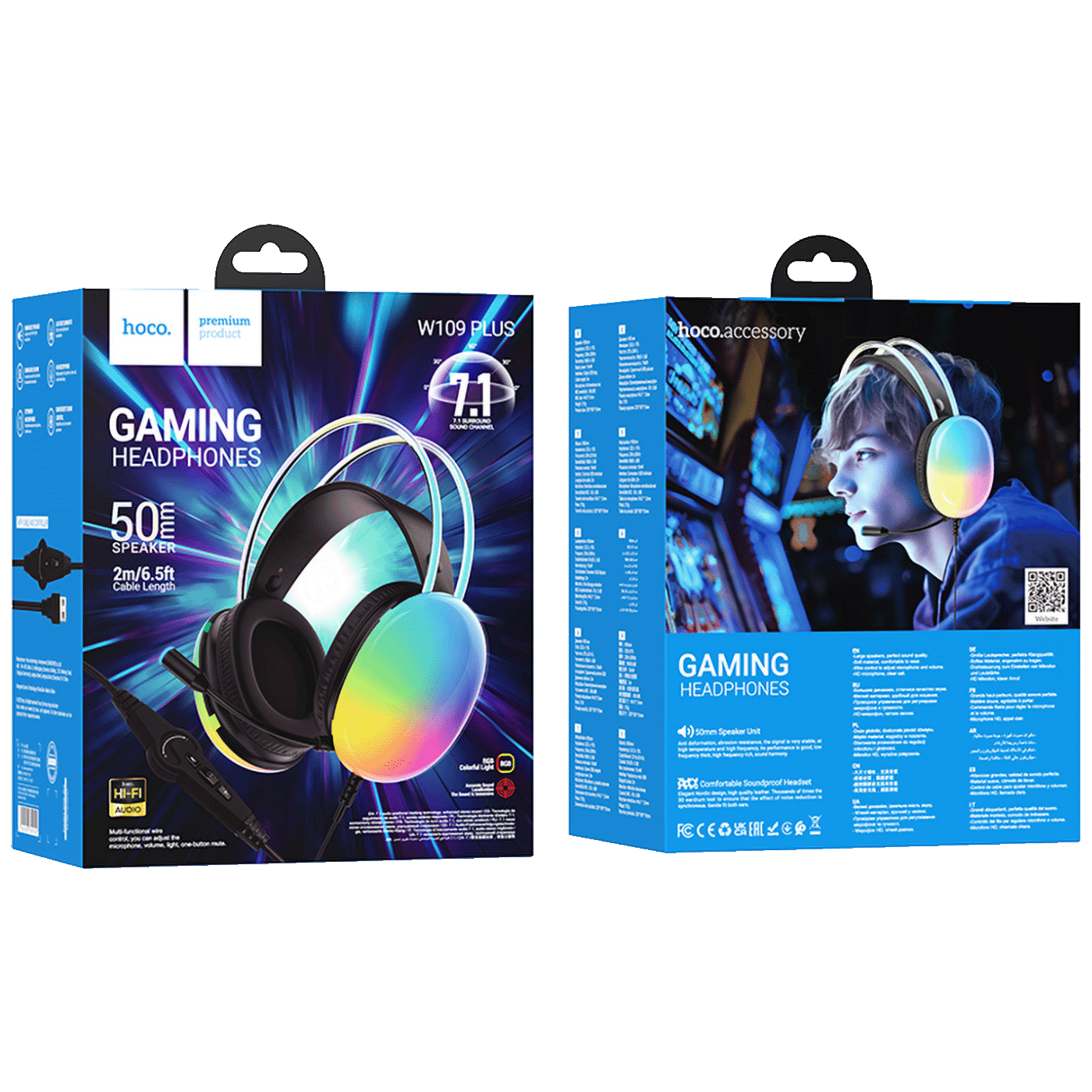 hoco. Slušalice sa mikrofonom, gaming, USB, LED - W109 Plus Rich-4