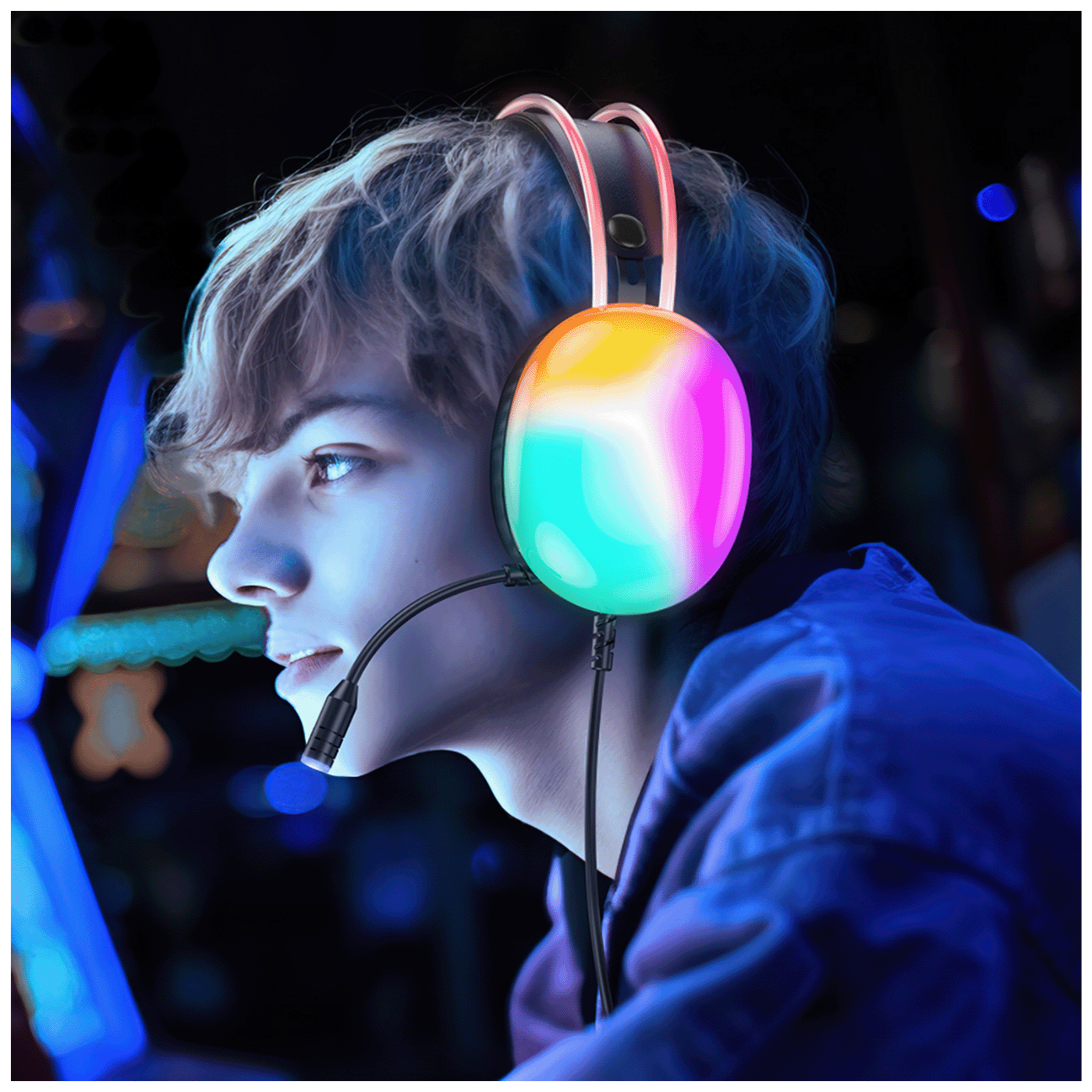 hoco. Slušalice sa mikrofonom, gaming, USB, LED - W109 Plus Rich-5