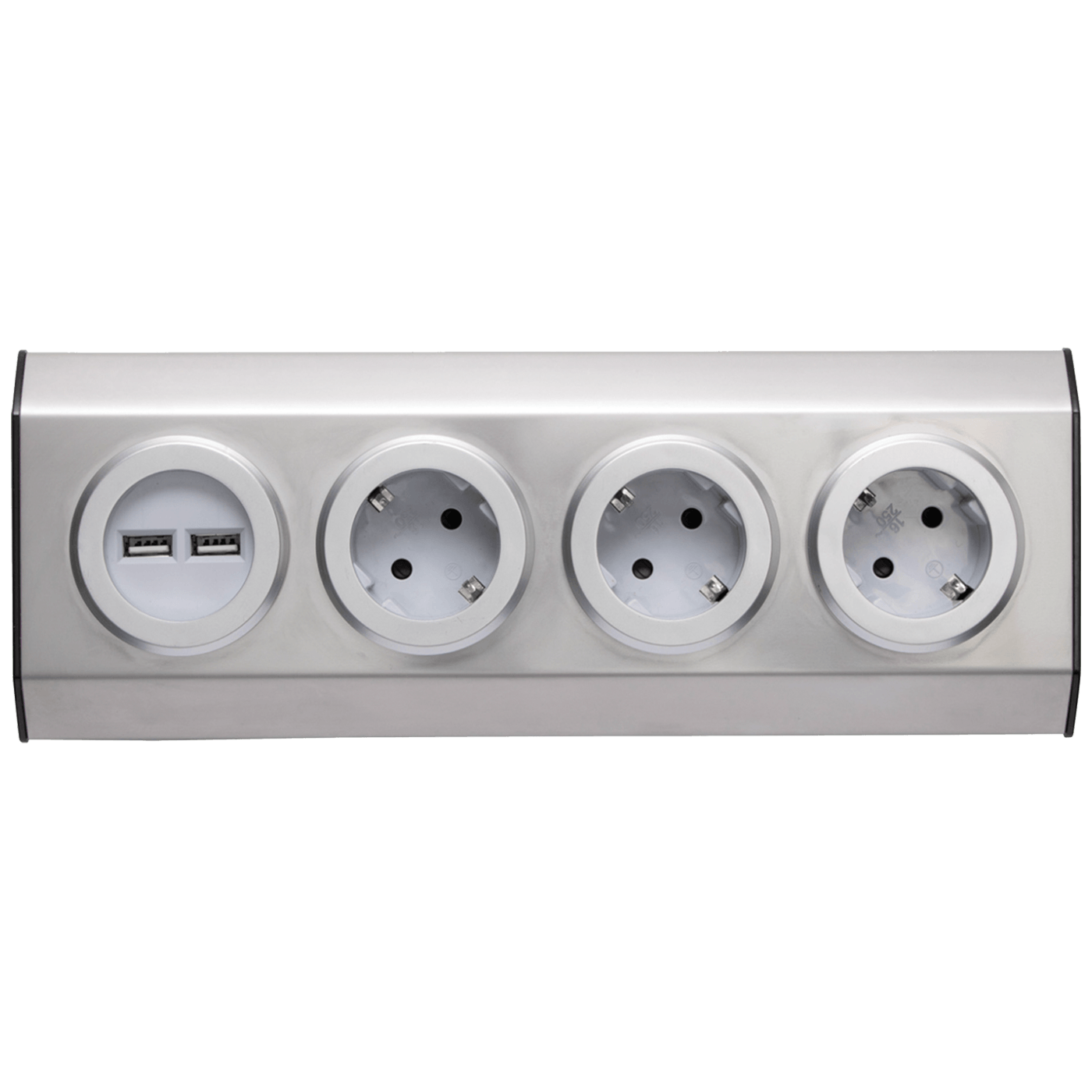 home Strujni razdjelnik sa 3 utičnice + USB, INOX - KNV 03/USB