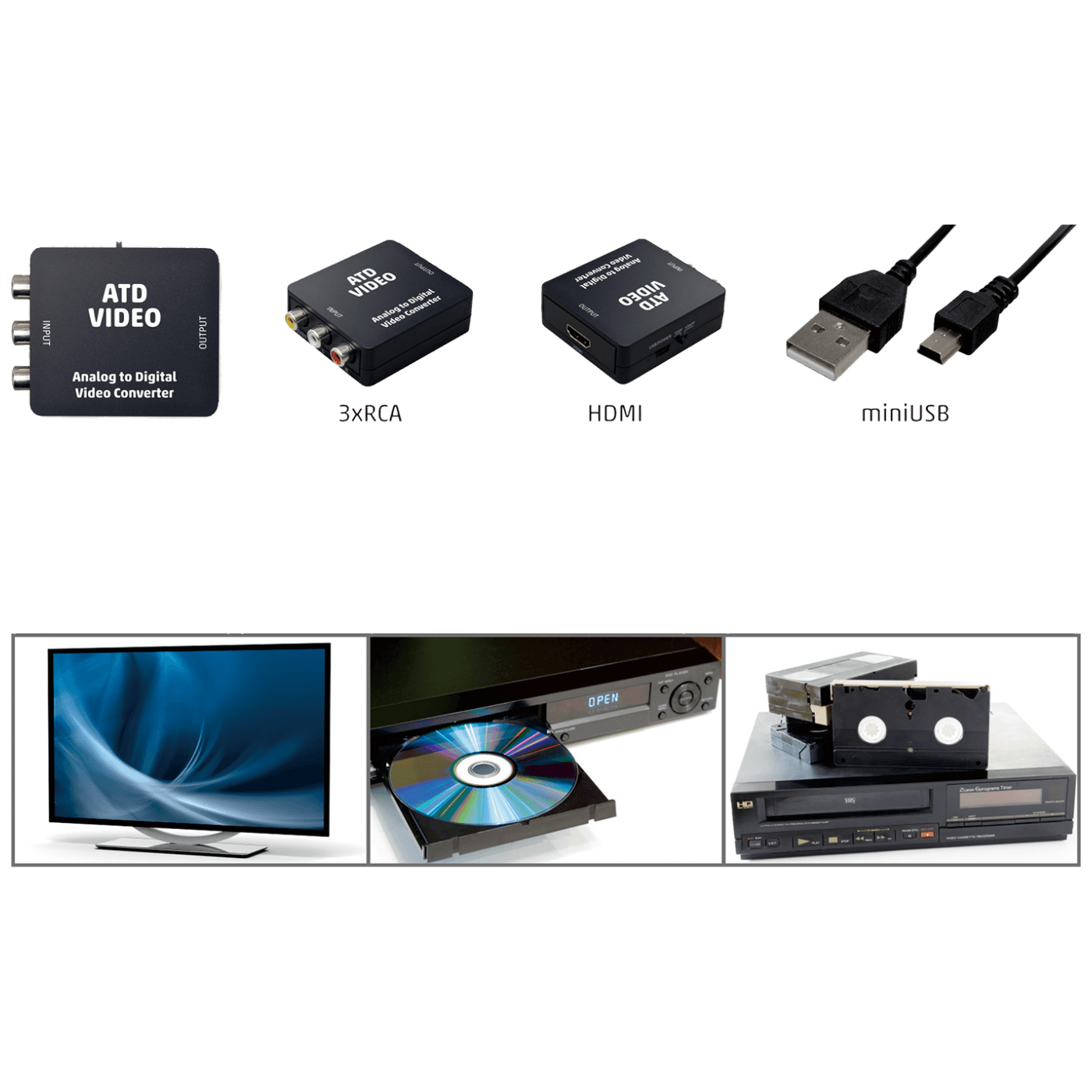 Konverter analogno-digitalni video HOME 3xrca na HDMI-1