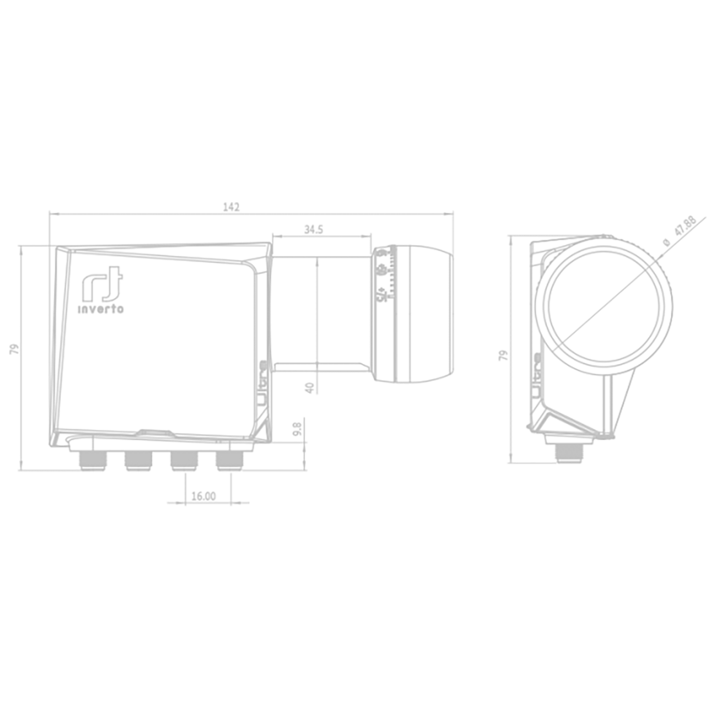 Inverto LNB Quad, šum 0,2 dB, Ultra, DVB-S2 ( HD - UHD ) - IDLT-QDL412-ULTRA-OPN-1