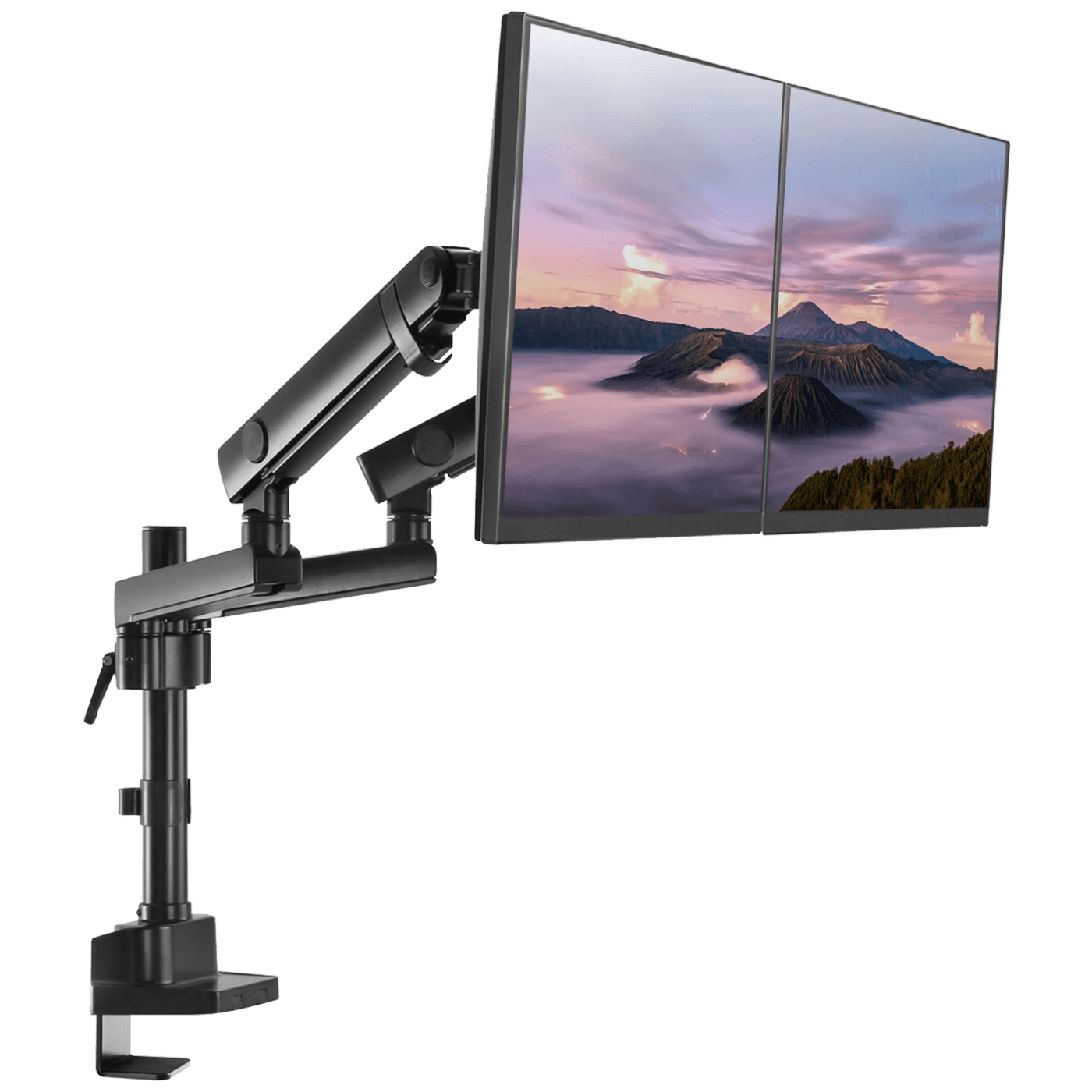 Stolni nosač MACLEAN MC-812 za 2 LCD monitora (17" - 32", nosivost do 16 kg, podesivi nagib i rotacija, visina 180 mm - 620 mm, VESA 75 x 75 ili 100 x 100 mm)-1
