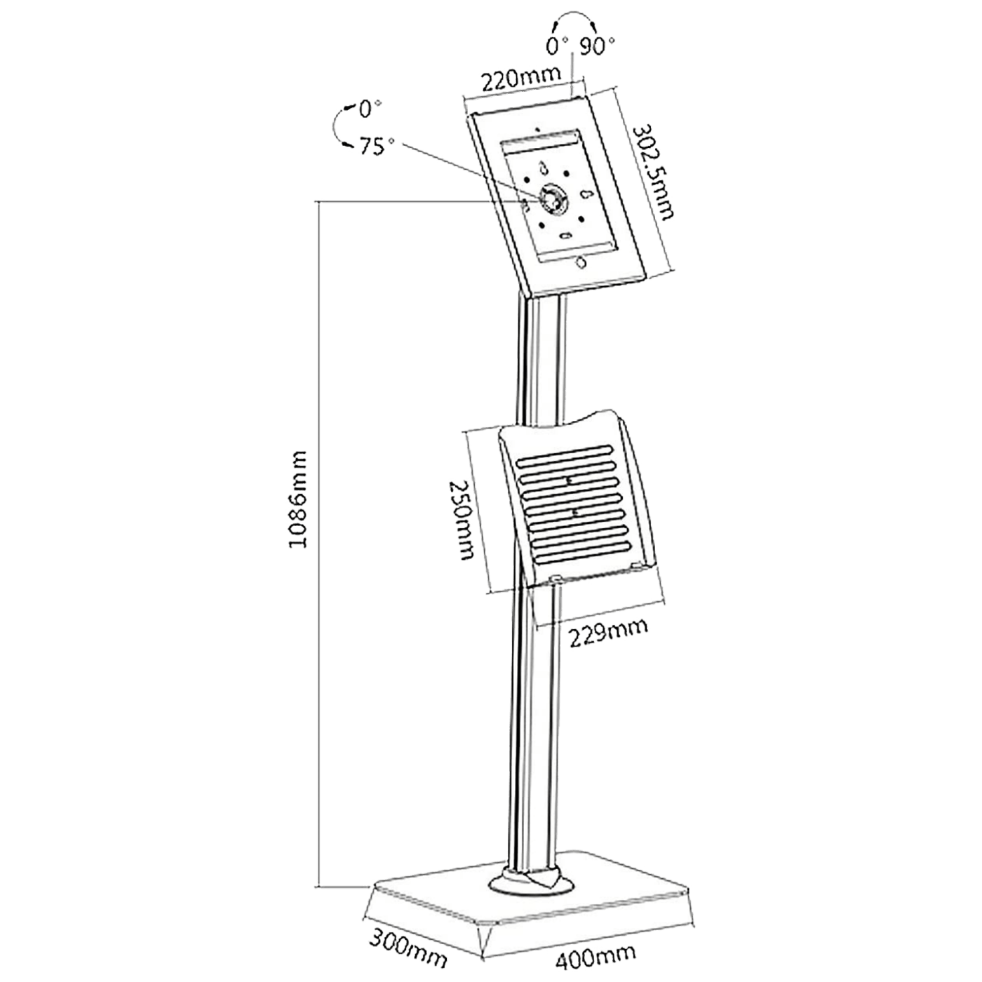 Maclean Stalak za tablet, držač za brošure, Anti-theft - MC-724-5