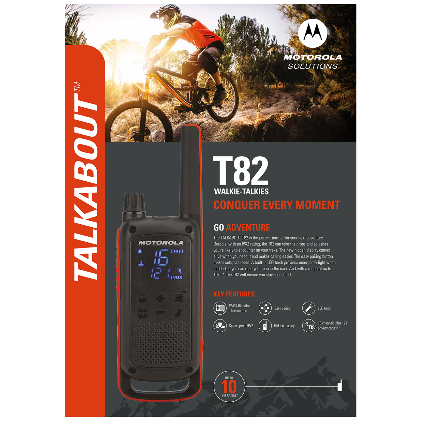 Motorola Walkie Talkie, domet 10 km, 16 kanala - TLKR T82-1