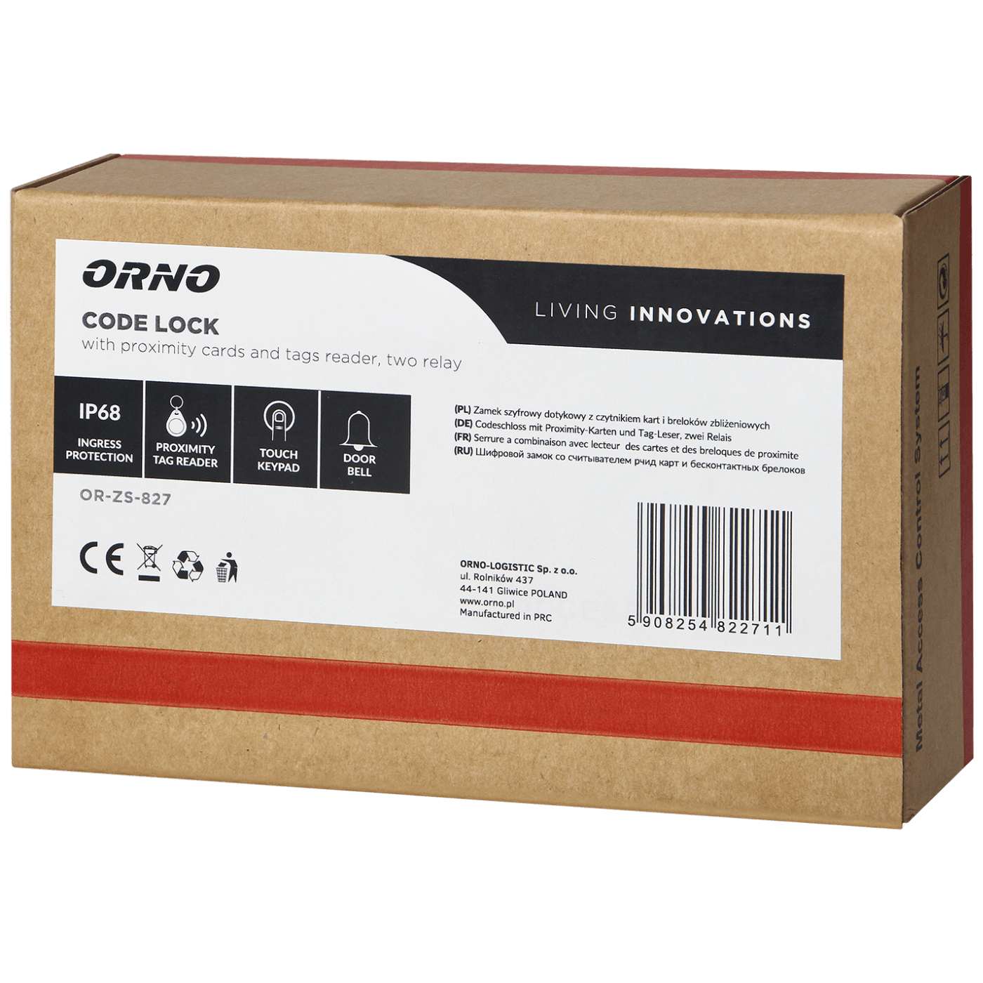 Orno Dodirna tipkovnica, RFID / Tag reader , zvono, IP68 - OR-ZS-827-1