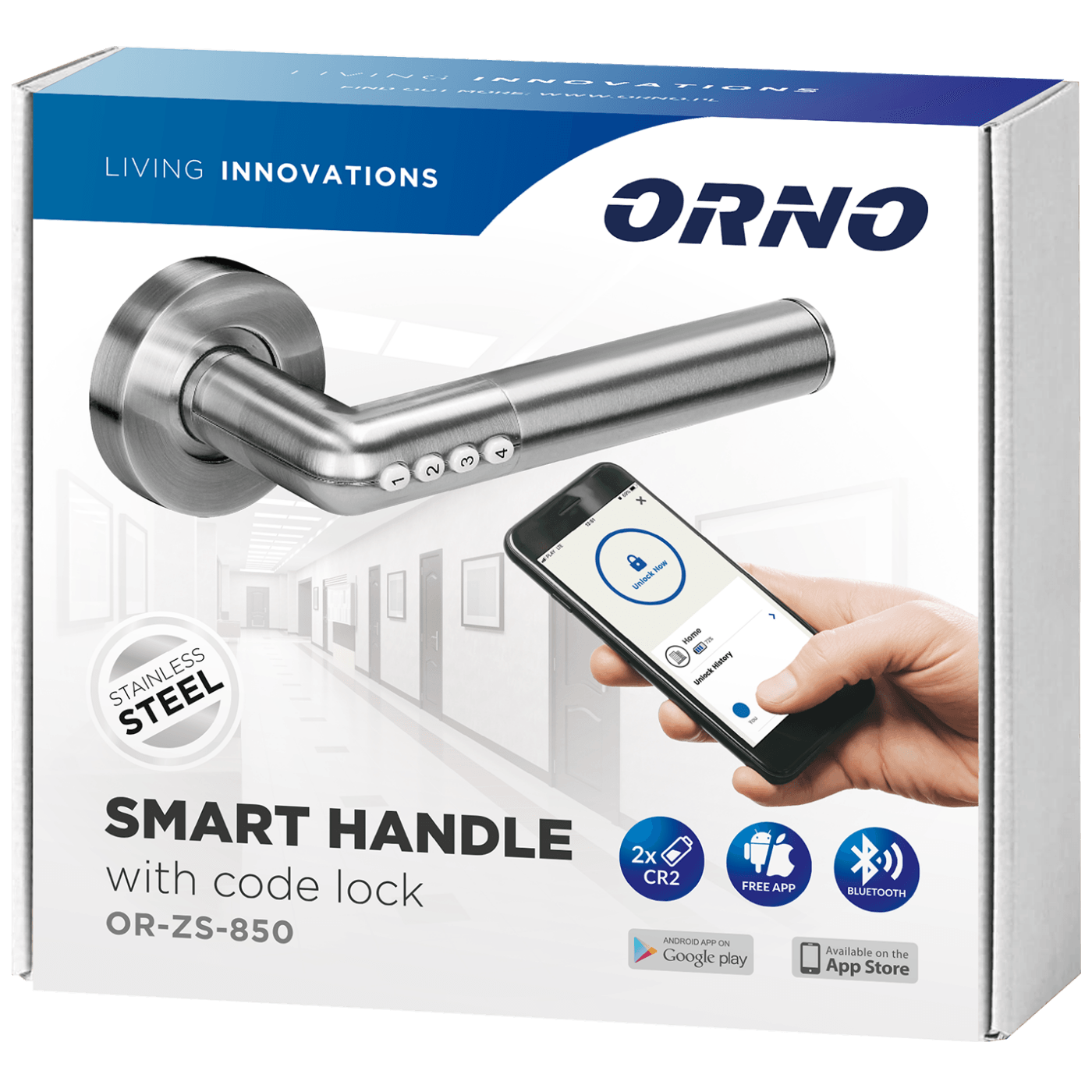 Pametna brava ORNO, Bluetooth +PIN, IP44 - OR-ZS-850-1