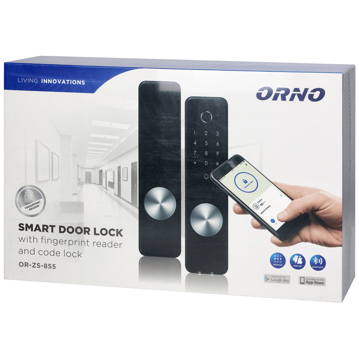 Orno Pametna brava, fingerprint, Bluetooth + PIN, IP44 - OR-ZS-855-1