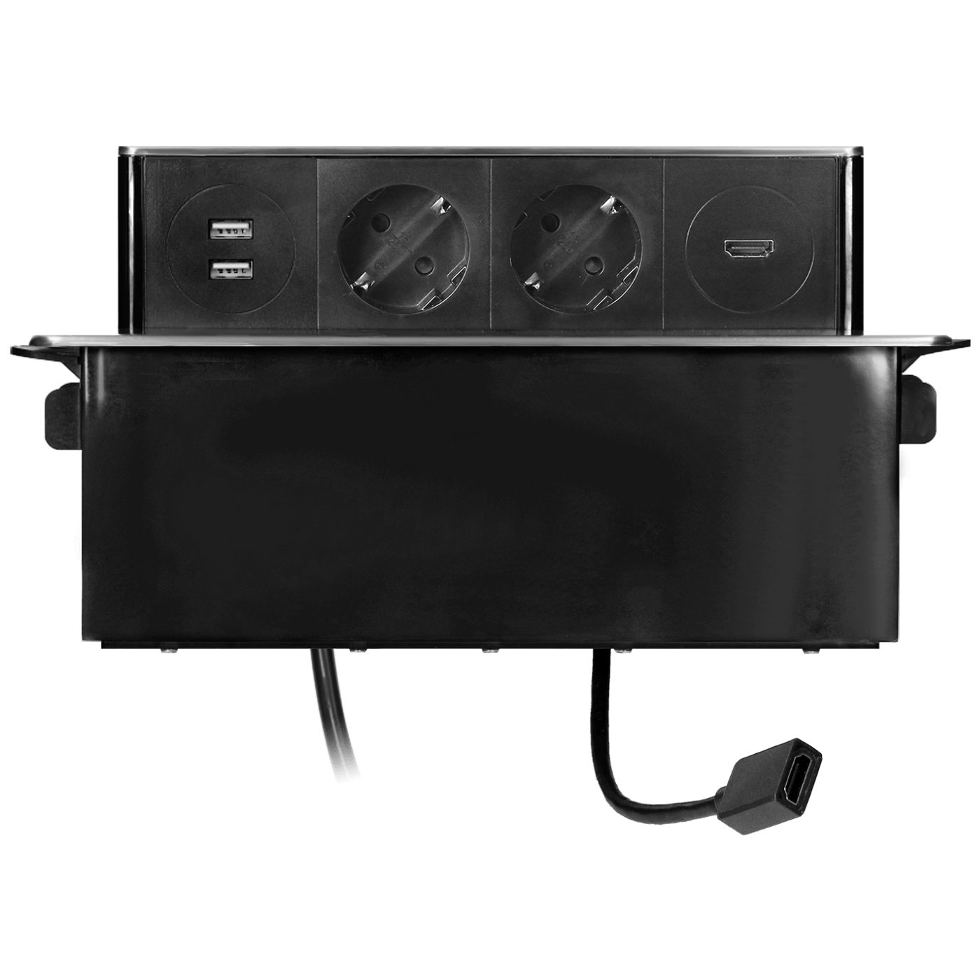 Orno Produžni kabel sa 2 x Schuko,2 x USB utičnice,HDMI,ugradbena - OR-GM-9016(GS)/B-G-2
