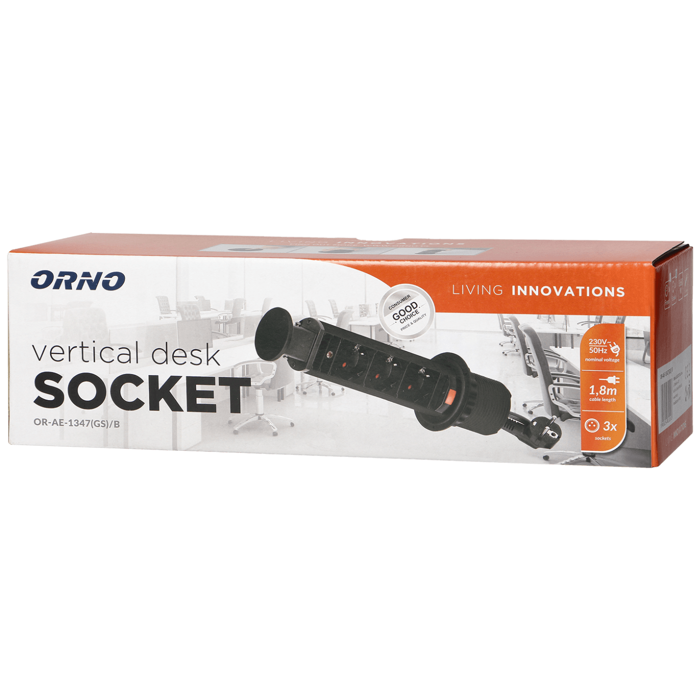 Orno Produžni kabel sa 3 x Schuko utičnice, ugradbena - OR-AE-1347(GS)/B-1