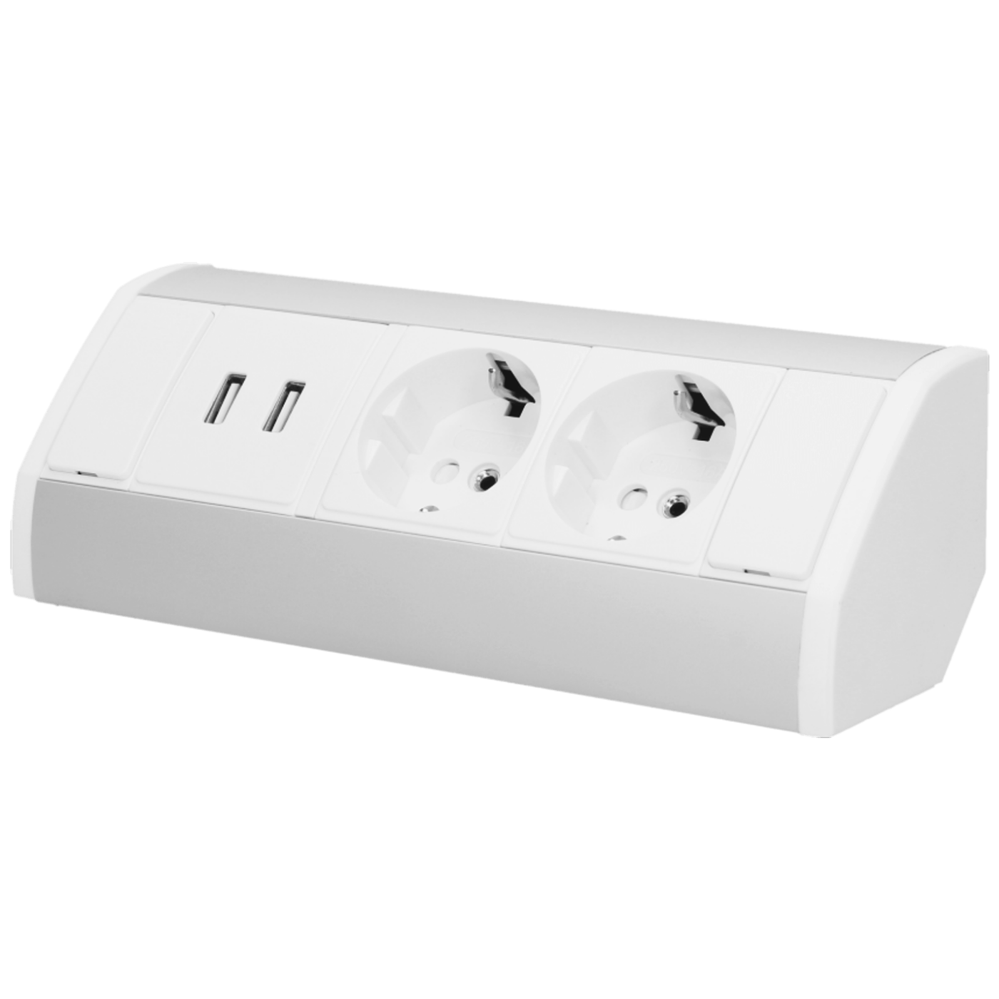 Orno Produžni kabel sa 2 x Schuko utičnice, 2 x USB, ugradbena - OR-GM-9003/W-G(GS)-0