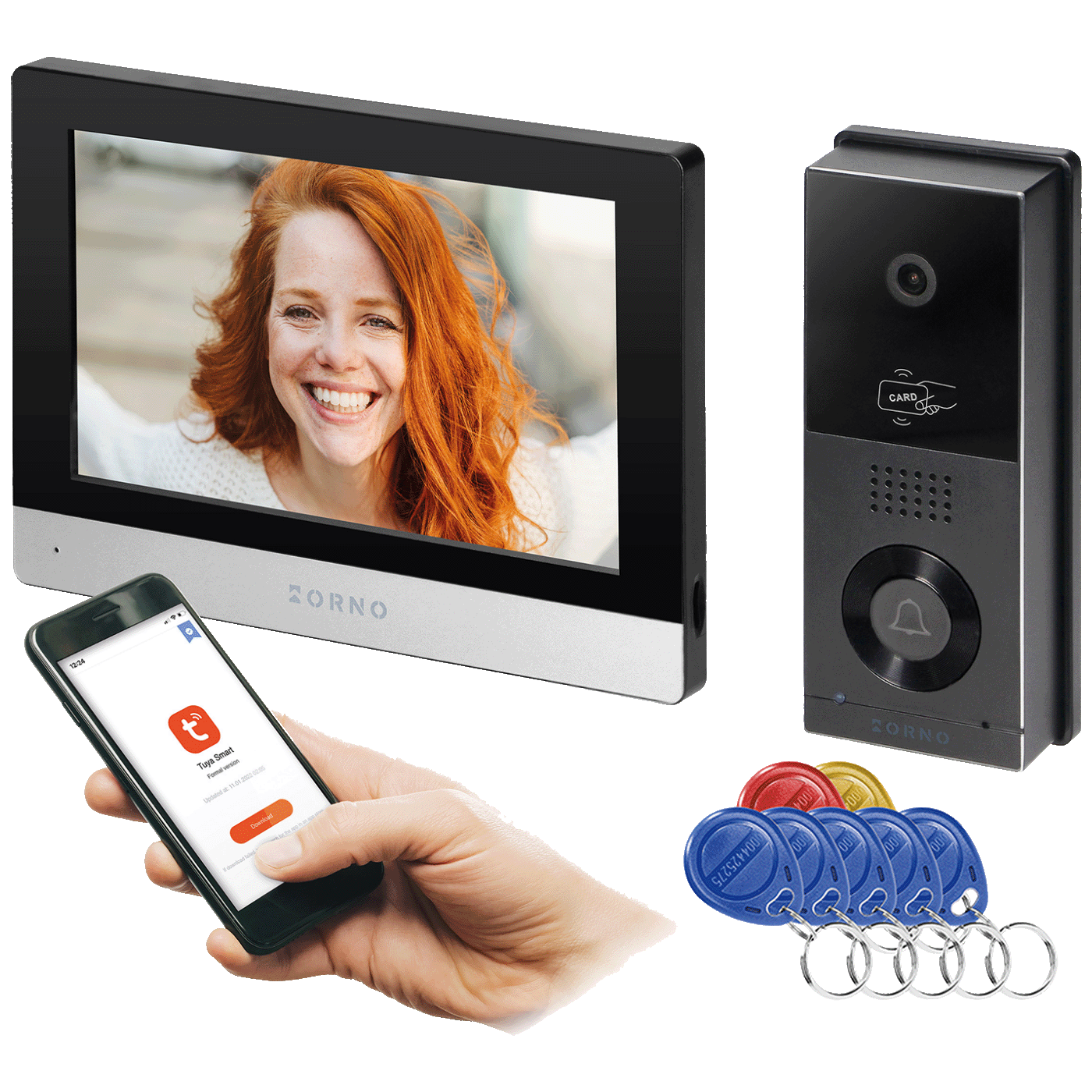 Orno Video interfon 8", set, Full HD, WiFI, RFID, IP65, Xiran - OR-VID-MA-1079/B