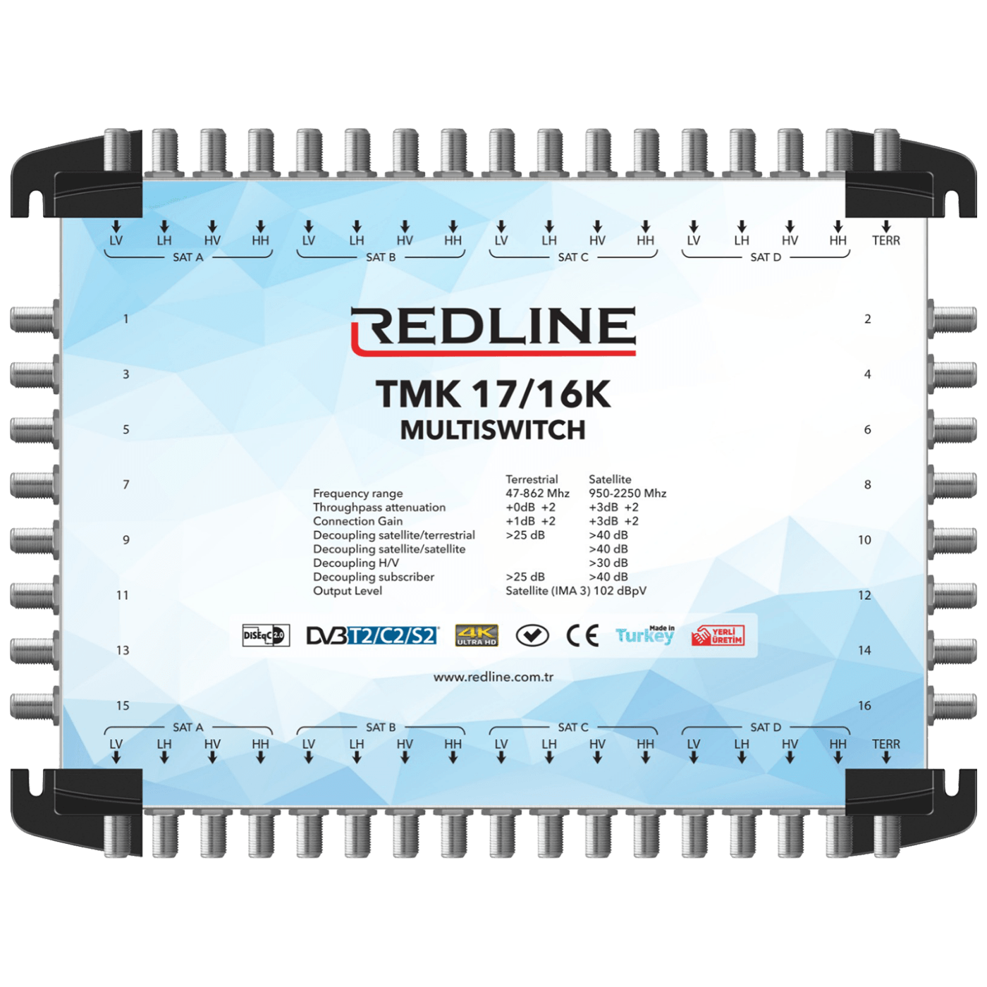 REDLINE Multišalter 4 satelita na 16 utičnica,kaskadni(bez adaptera) - TMK 17/16K-0