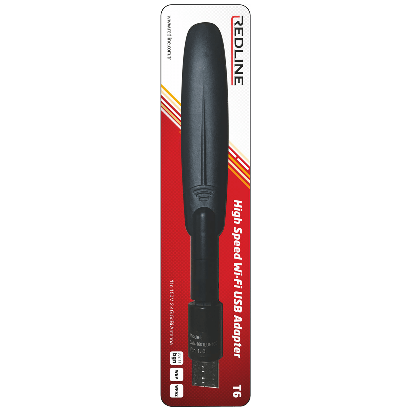 REDLINE Wi-Fi mrežna kartica, USB, 2.4 GHz, 5 dB, 150 Mbps, RTL8188 - T6 WiFi antenna-0