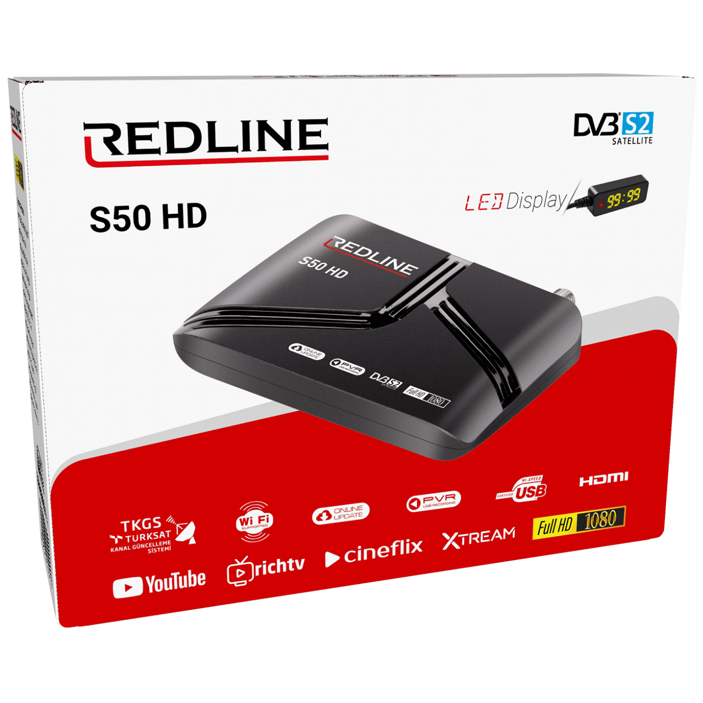 REDLINE Prijemnik satelitski DVB-S2, Full HD, HDMI, USB - S50 HD-1