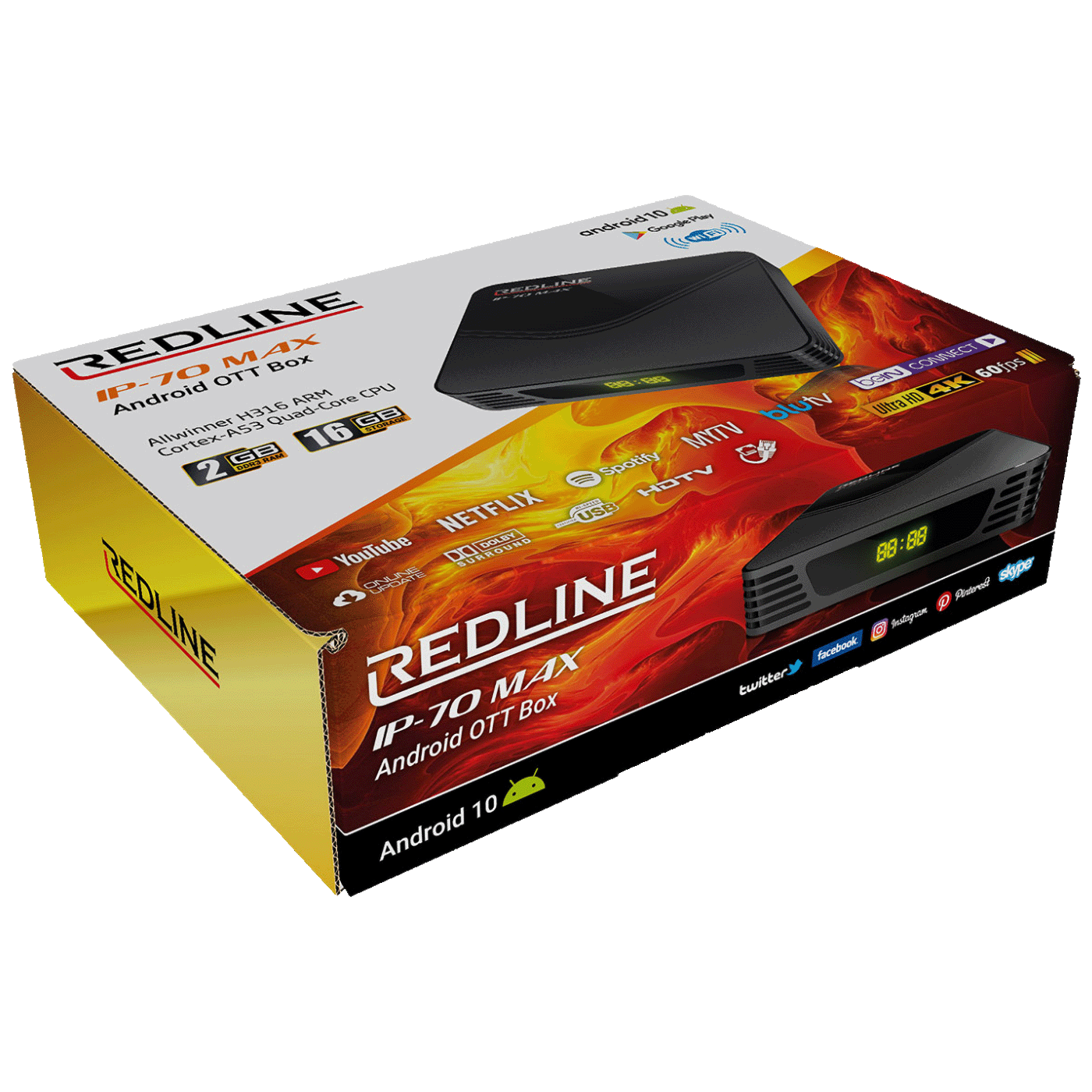 REDLINE Prijemnik IPTV@Android, 4K, 2 / 16 GB, USB, WiFi - IP-70 Max-4