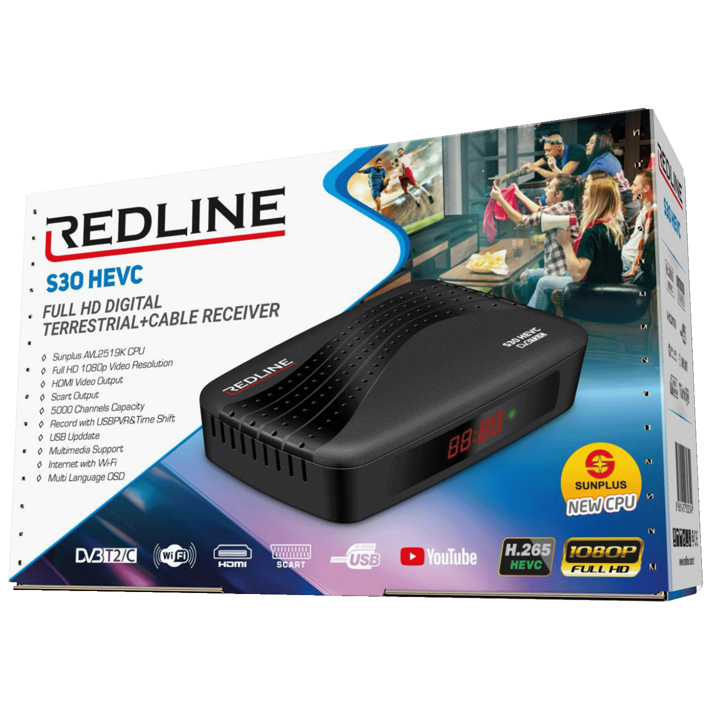 REDLINE Prijemnik zemaljski,DVB-T2/C,Full HD,H.265/HEVC, WiFi - S30 HEVC-4