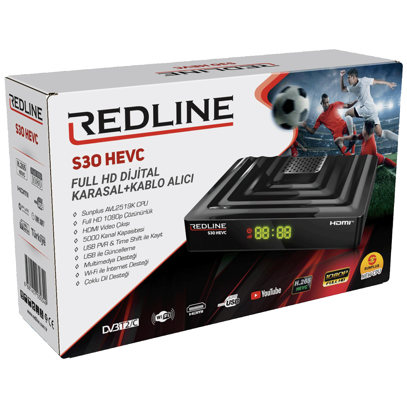 REDLINE Prijemnik zemaljski,DVB-T2/C,Full HD,H.265/HEVC, WiFi - S30 HEVC-7