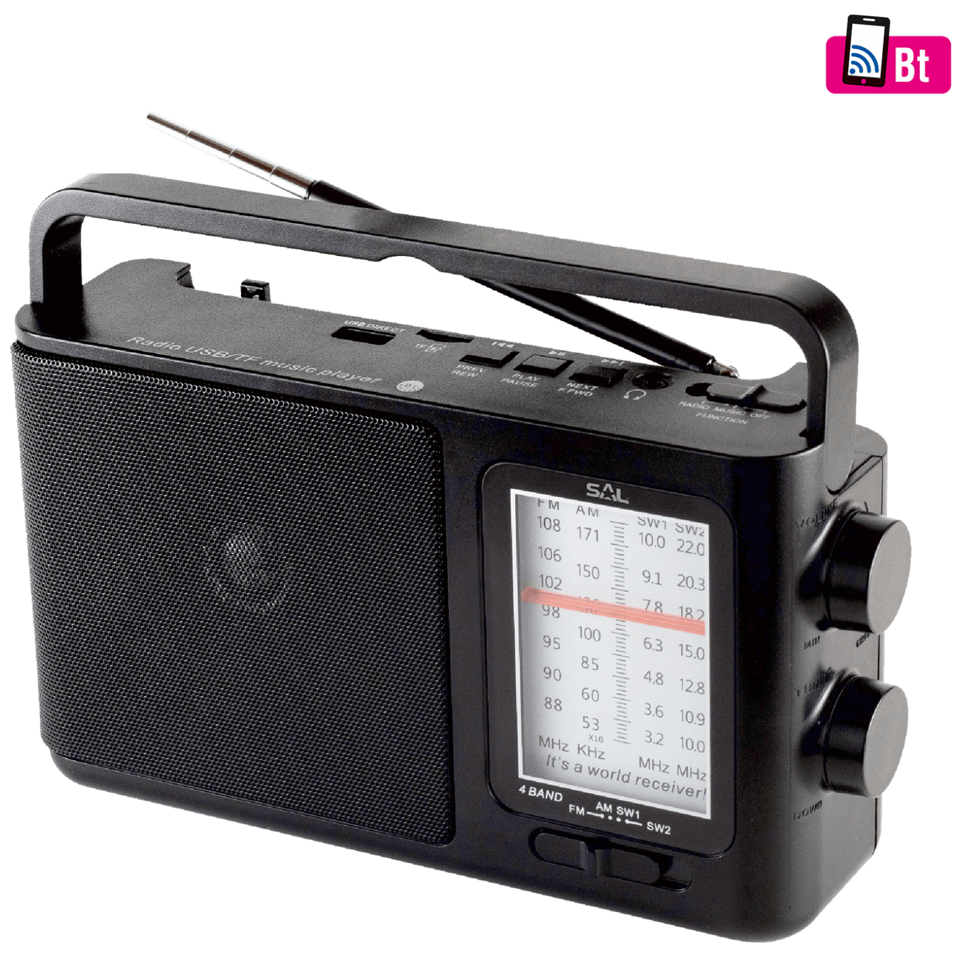 SAL Radio prijemnik + Bluetooth, 4u1, AM-FM-SW1-SW2 band - RPR 7B-0