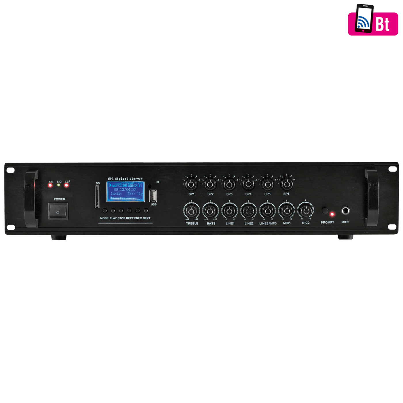 SAL Pojačalo sa miksetom 120W, Bluetooth, FM, Media Player, USB - MPA 120BT-0