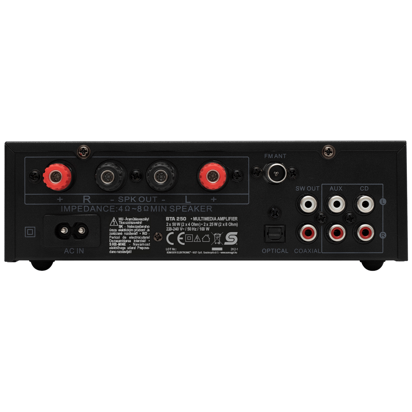 SAL Multimedijsko mini HiFi pojačalo,2x50W,BT-FM-USB-OPTI-KOAX - BTA 250-2