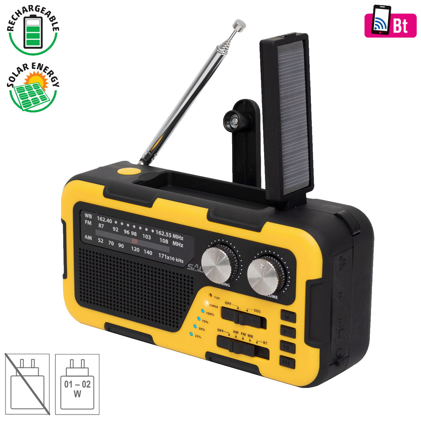 SAL Radio prijemnik, solarno / USB napajanje, Bluetooth - RPH 2-0