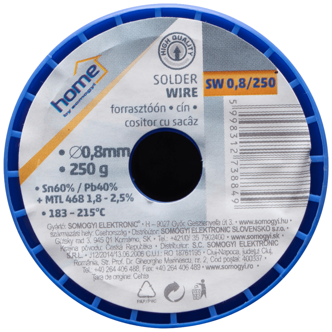SMA Tinol za lemljenje, O 0.8 mm, 250g - SW 0,8/250-1