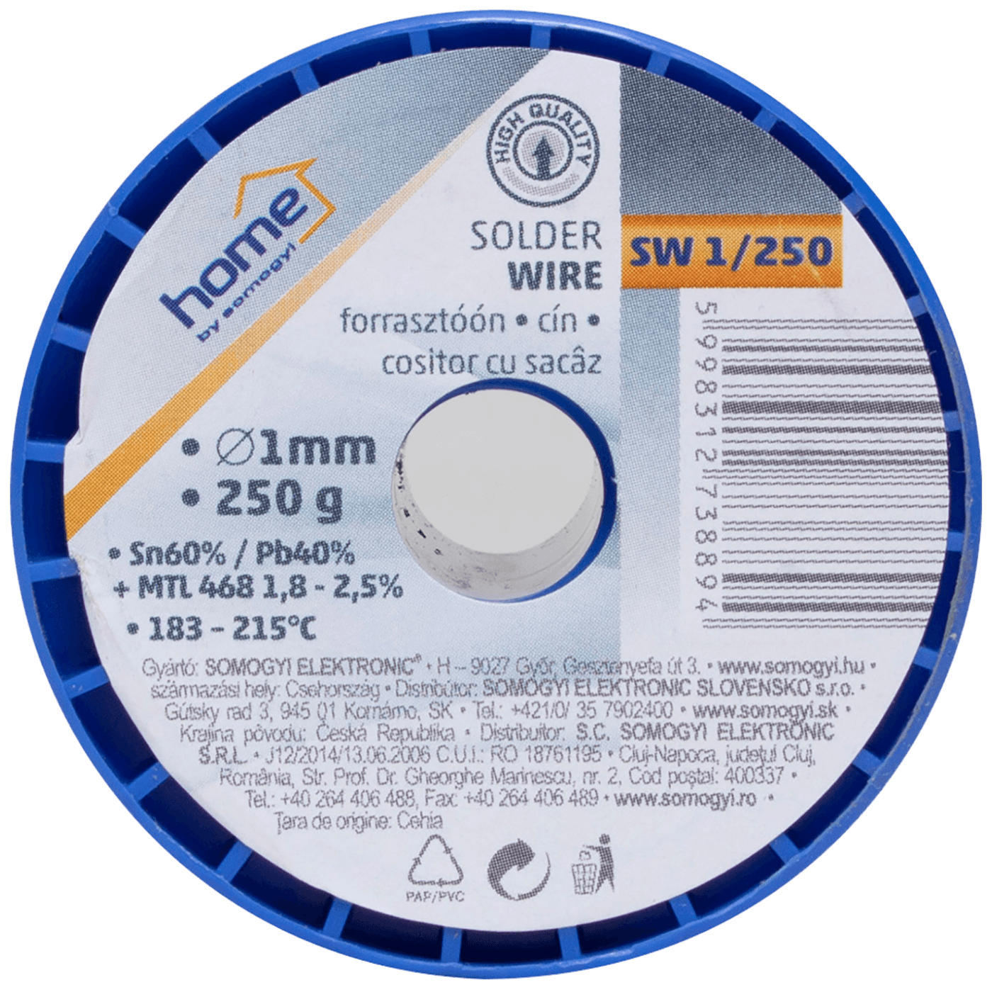 SMA Tinol za lemljenje, O 1.0 mm, 250g - SW 1/250-1