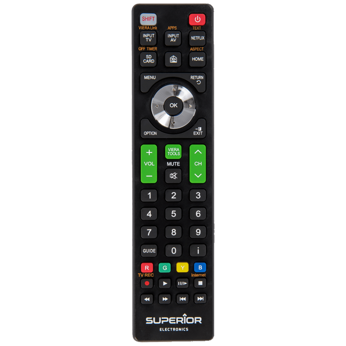 Daljinski upravljač SUPERIOR za Panasonic televizore, crna boja-0