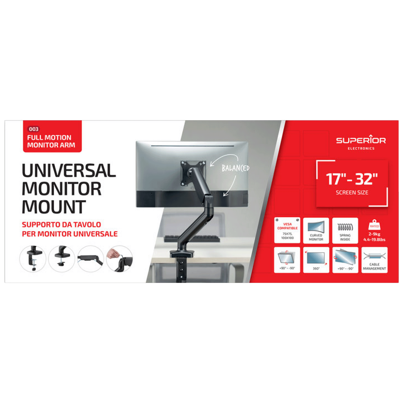 Superior Stolni nosač za LCD monitor, 17" - 32" - Single Monitor Mount PRO-1
