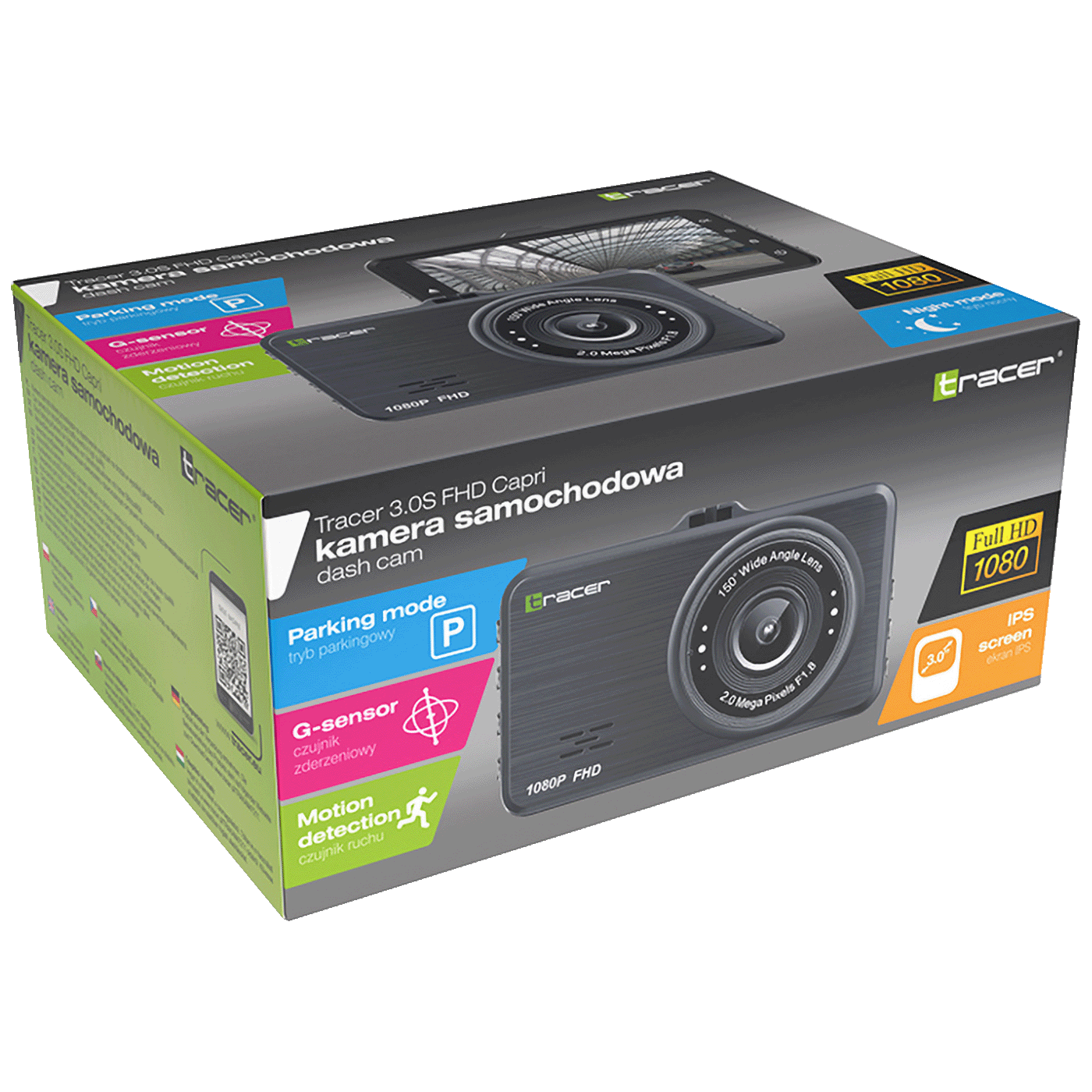 Tracer Auto kamera, 2 Mpixel, FullHD, microSD, G-senzor - 3.0S FHD CAPRI DASH CAM-3