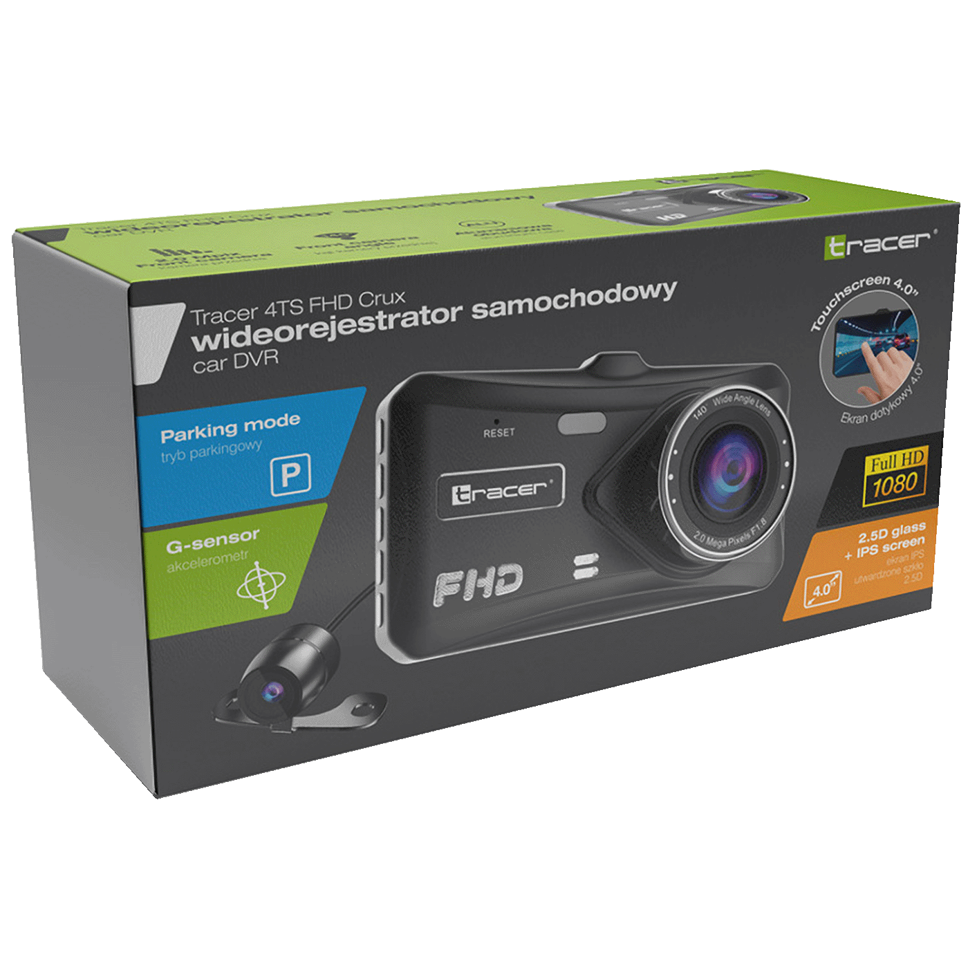 Tracer Auto kamera, 2 Mpxiel, 4" LCD, FullHD, microSD, G-senzor - 4TS FHD CRUX DASH CAM-3