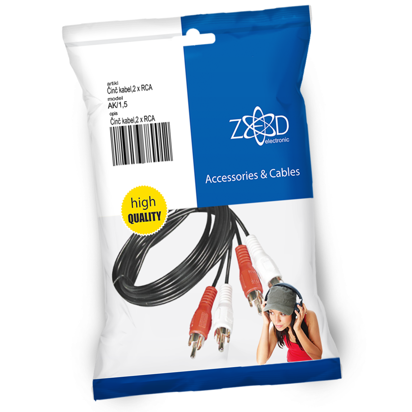 ZED electronic Činč kabel 1.5 met., 2 x RCA - AK/1,5-0