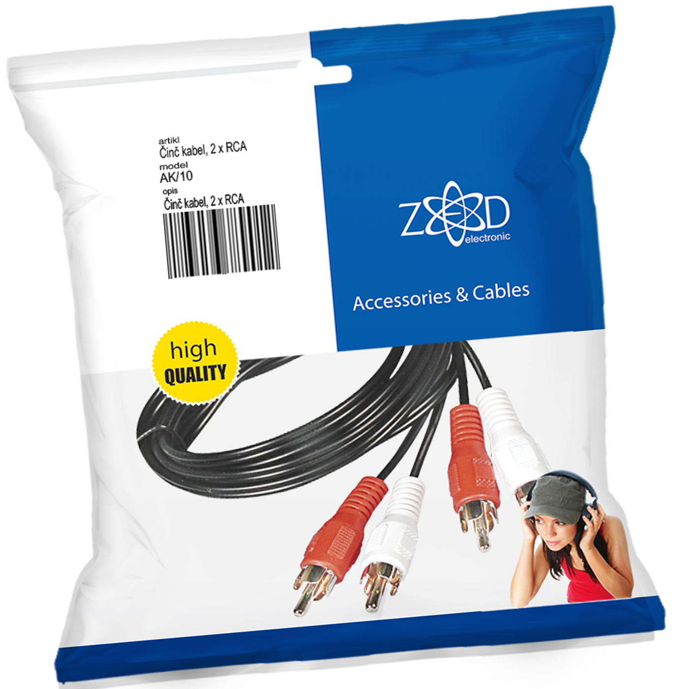 ZED electronic Činč kabl 10 met., 2 x RCA - AK/10-0