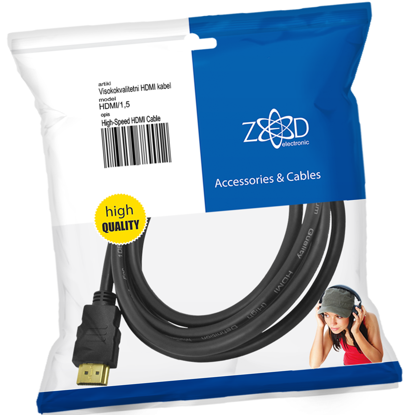 ZED electronic HDMI kabel, 1.5 met, ver. 1.4 - HDMI/1,5-0