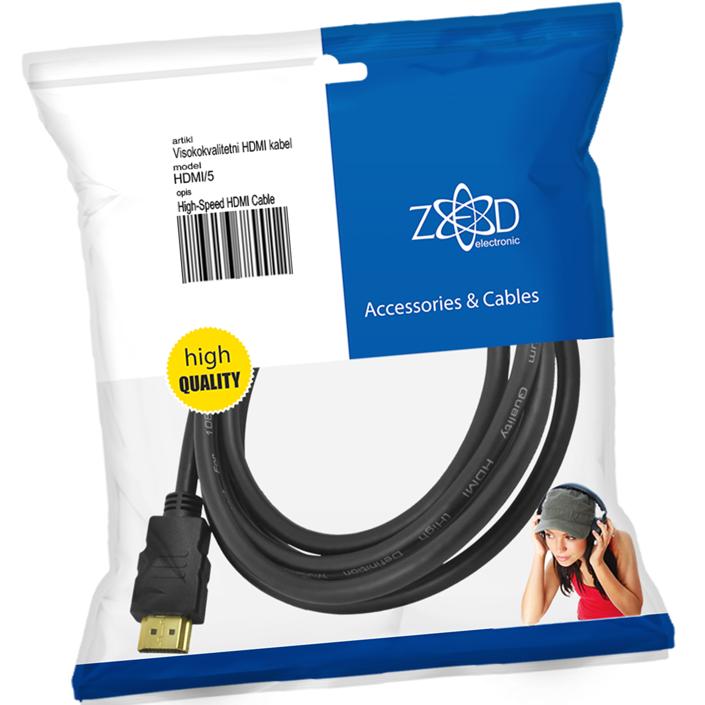 ZED electronic HDMI kabel, 5.0 met, ver. 1.4 - HDMI/5-0