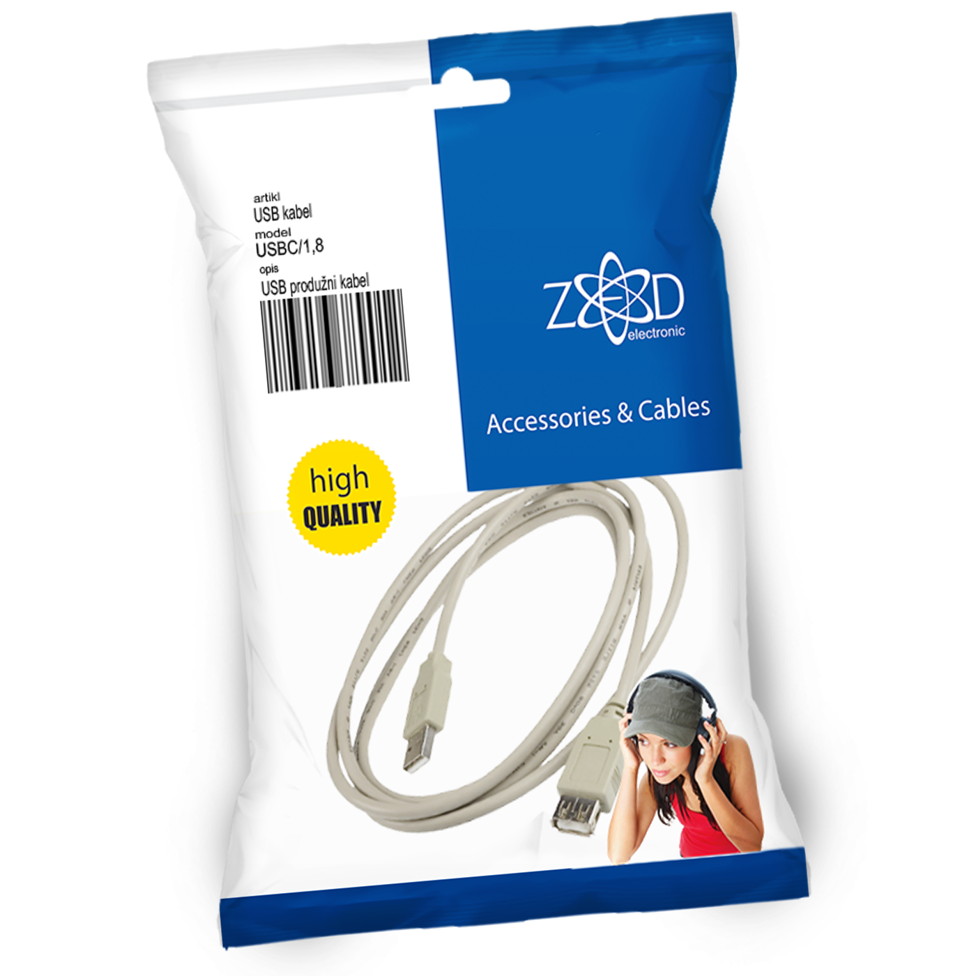 ZED electronic USB produžni kabel, dužina 1.8 metara - USBC/1,8-0