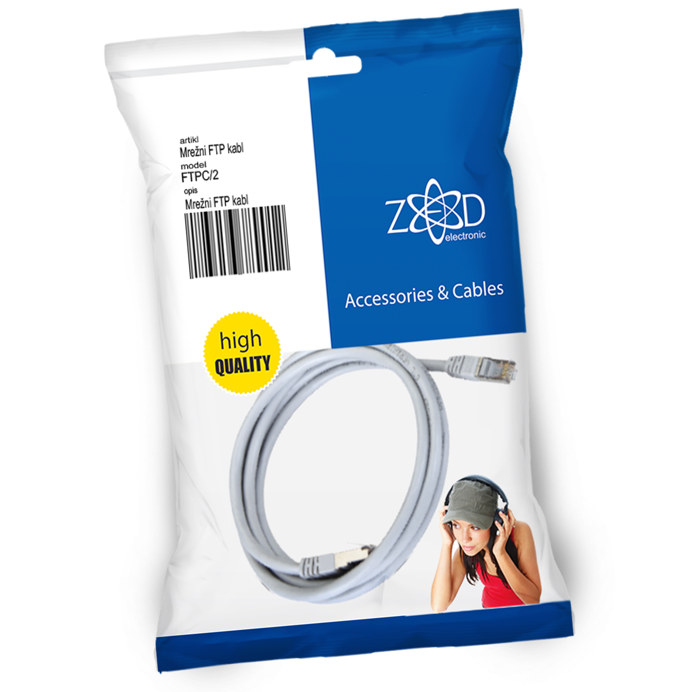 ZED electronic Mrežni FTP kabel, CAT5E, 2 met - FTPC/2-0