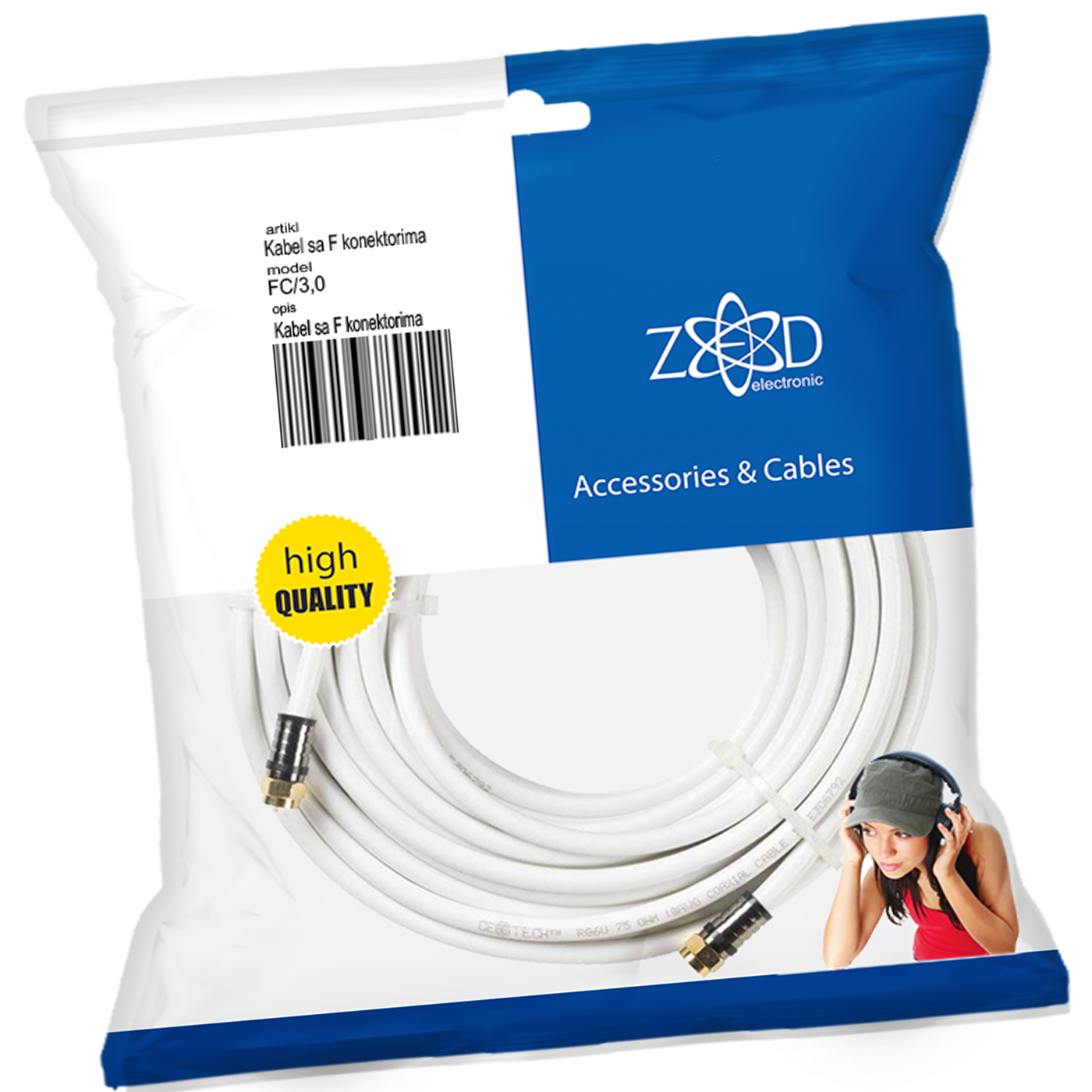 ZED electronic Antenski kabel sa F - konektorima, 3.0 met - FC/3,0-0