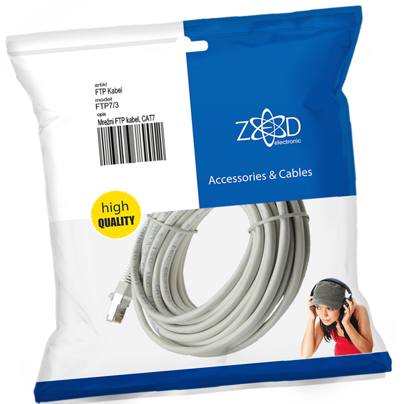 Mrežni kabel ZED ELECTRONIC FTP7/3 (cat7, dužina 3.0 metra, bakarni vodić, bez halogena)