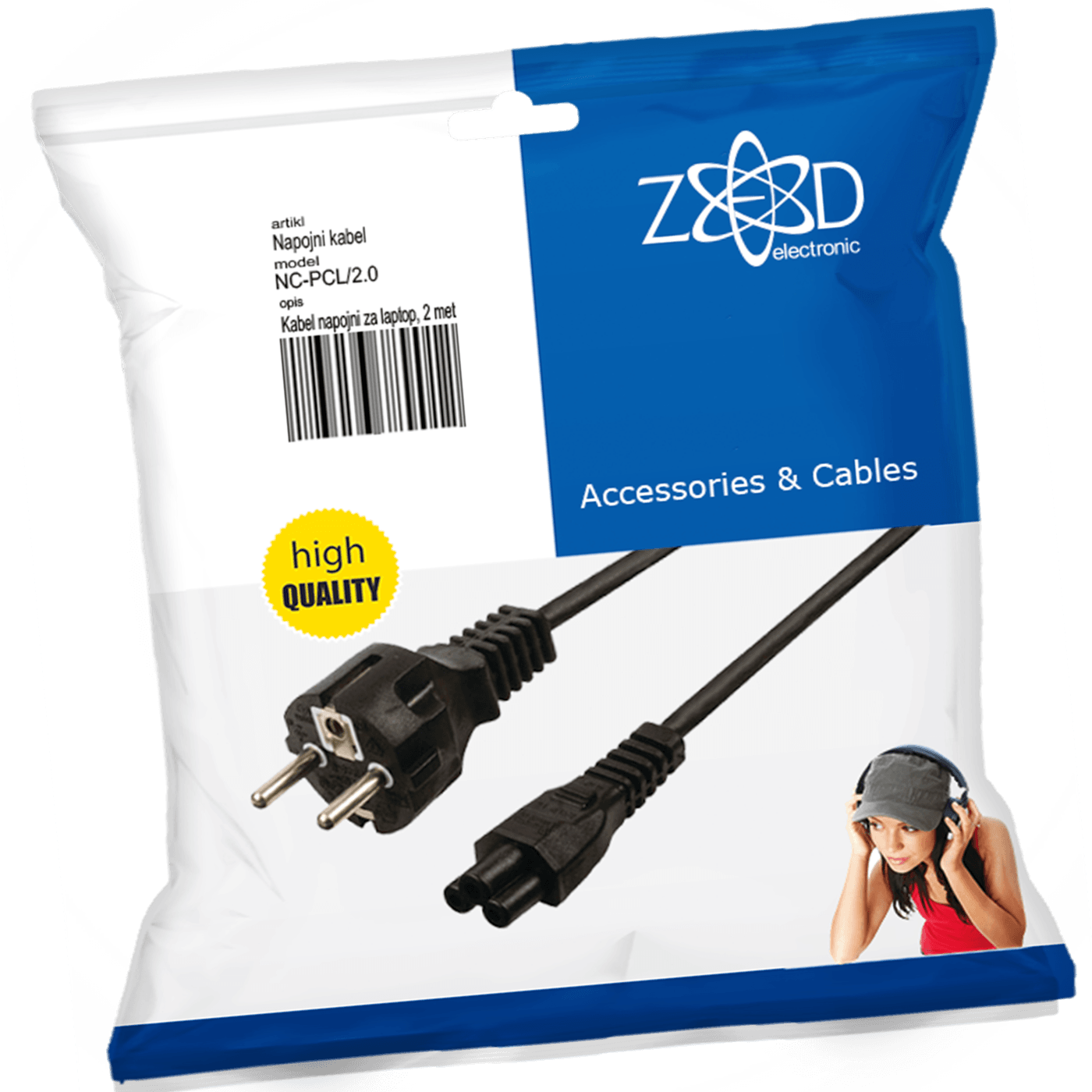 ZED electronic Kabel napojni za laptop, dužina 2.0 m (mickey mouse) - NC-PCL/2.0-0