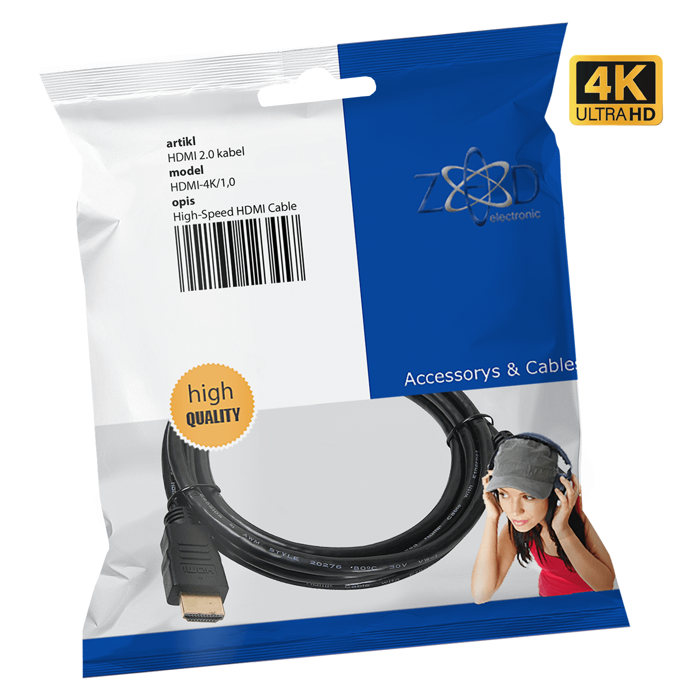 ZED electronic HDMI 2.0 kabl, 4K, dužina 1,0 met. - HDMI-4K/1,0-0