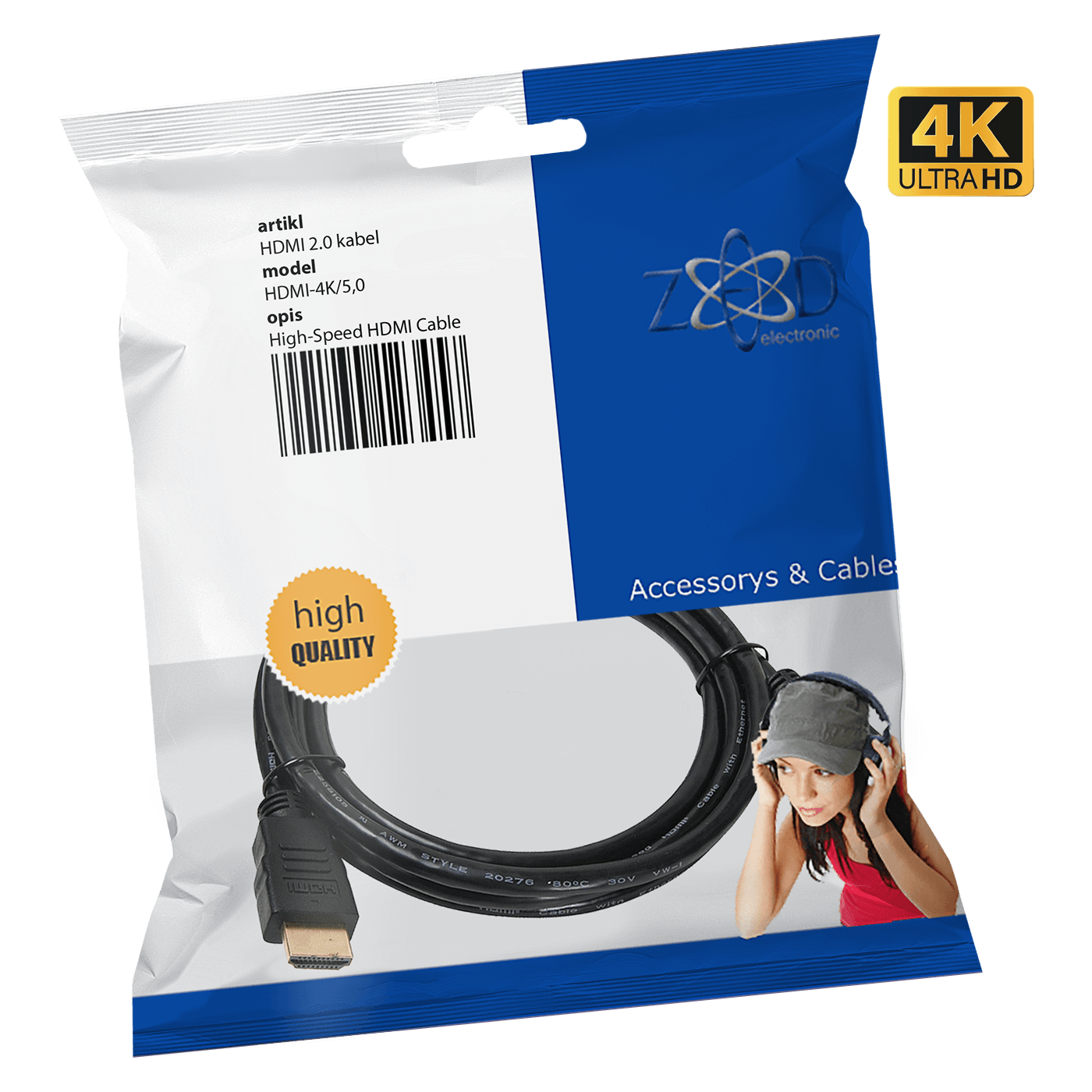 ZED electronic HDMI 2.0 kabl, 4K, dužina 5,0 met. - HDMI-4K/5,0-0