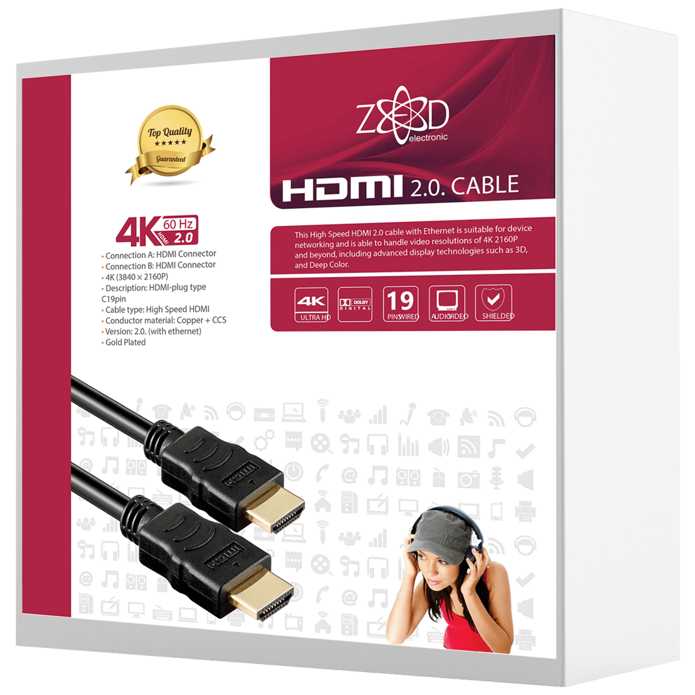 ZED electronic HDMI 2.0 kabl, 4K, dužina 10,0 met. - HDMI-4K/10-0