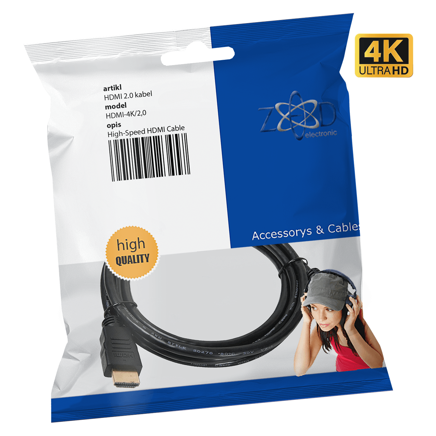 HDMI kabel ZED ELECTRONIC HDMI-4K/2,0 4K, dužina 2,0 met.-0