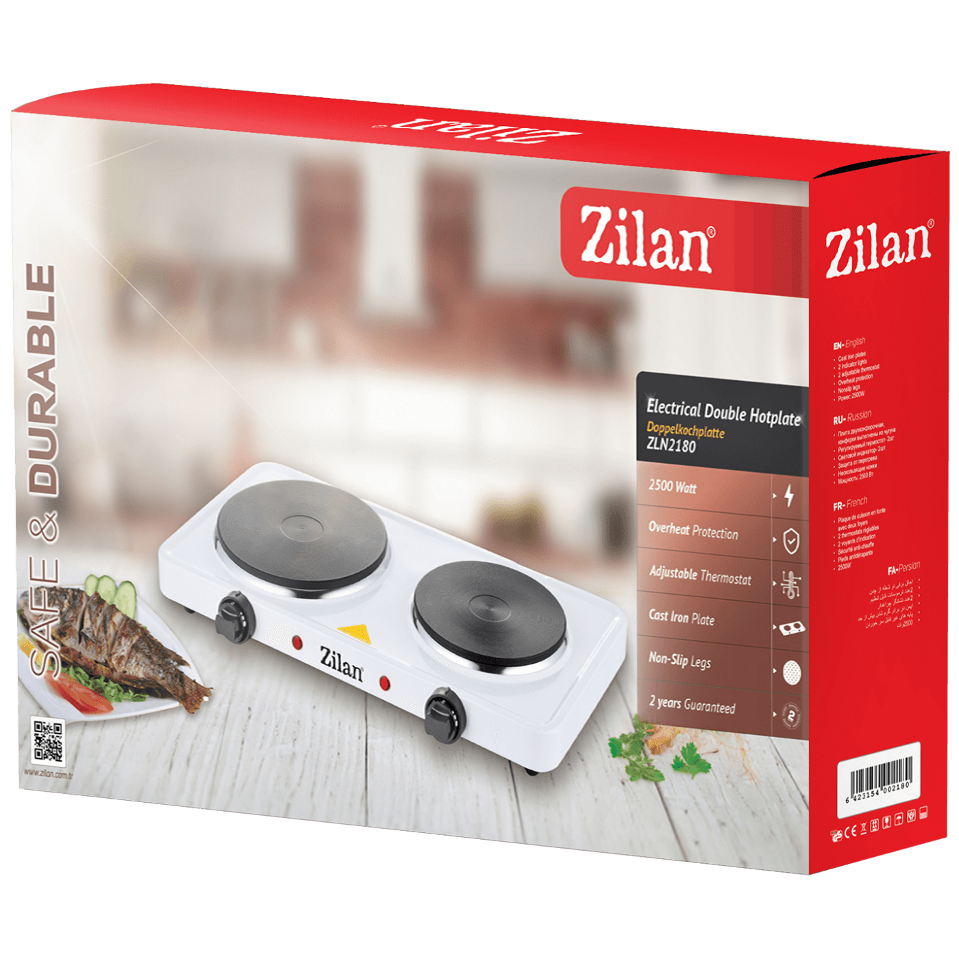 Zilan Električno kuhalo, 2 ploče - 15.5/18.5 cm, 2500 W bijela- ZLN2180-1