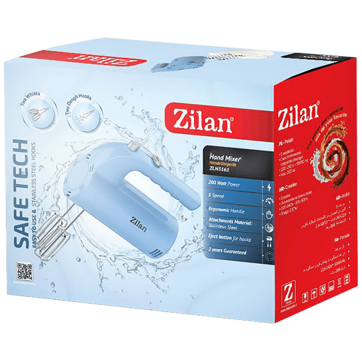 Zilan Mikser ručni, 5 brzina+turbo, 200 W, plava - ZLN3161-1